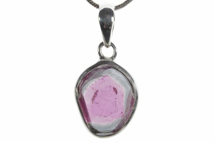 Polished Watermelon Tourmaline Pendant (Necklace) - Sterling #353976